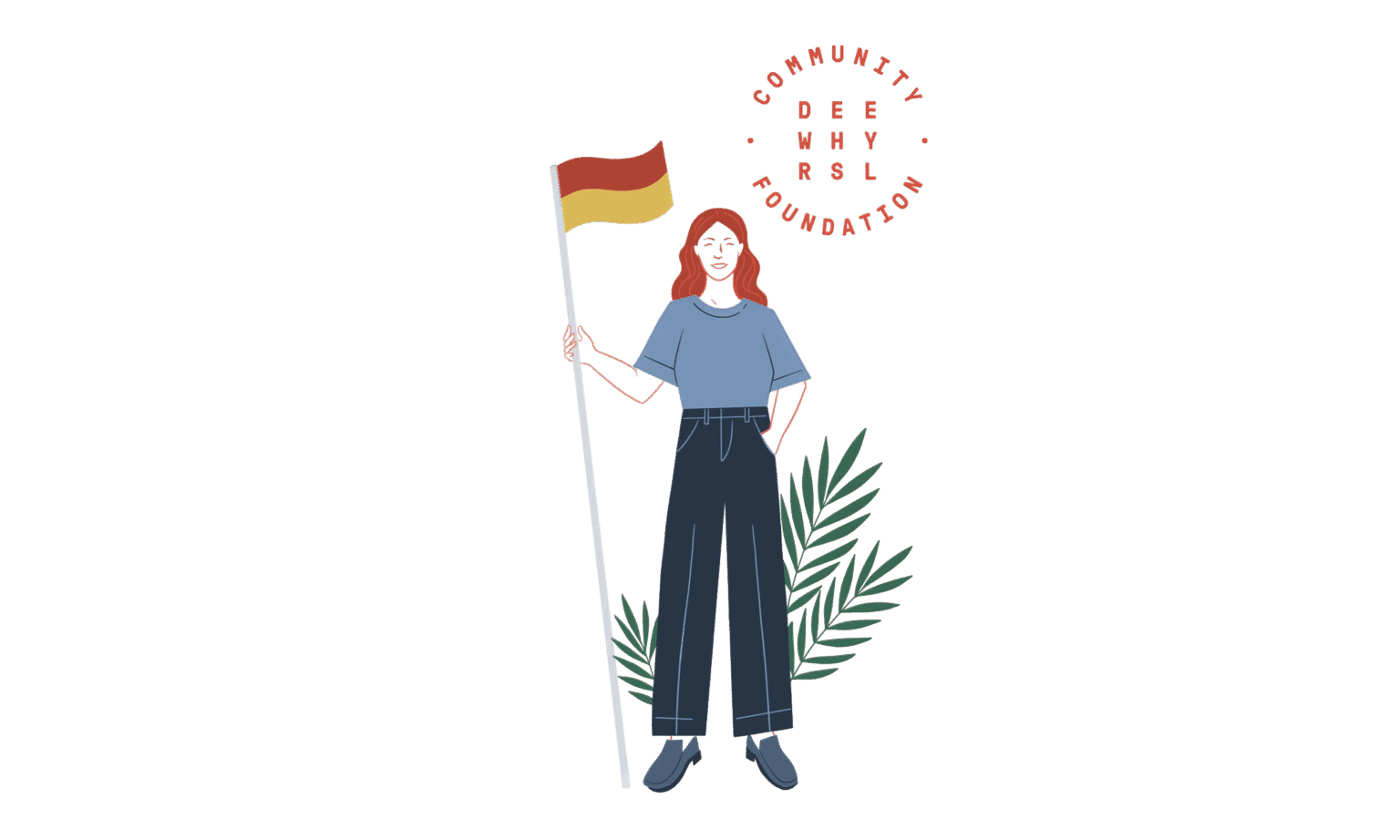 Lady and Flag Illustration