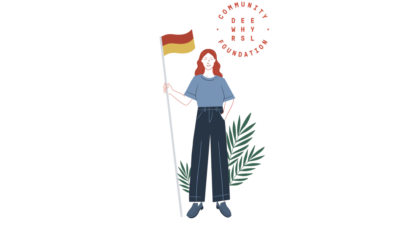 Lady and Flag Illustration
