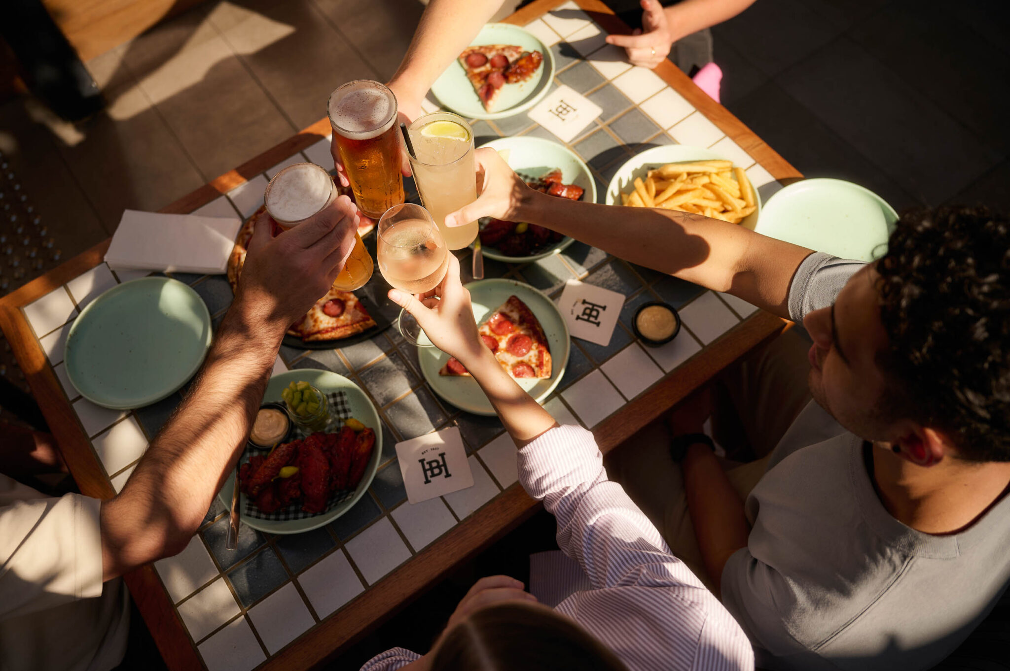 Pizza and wine at Battery House at DYRSL