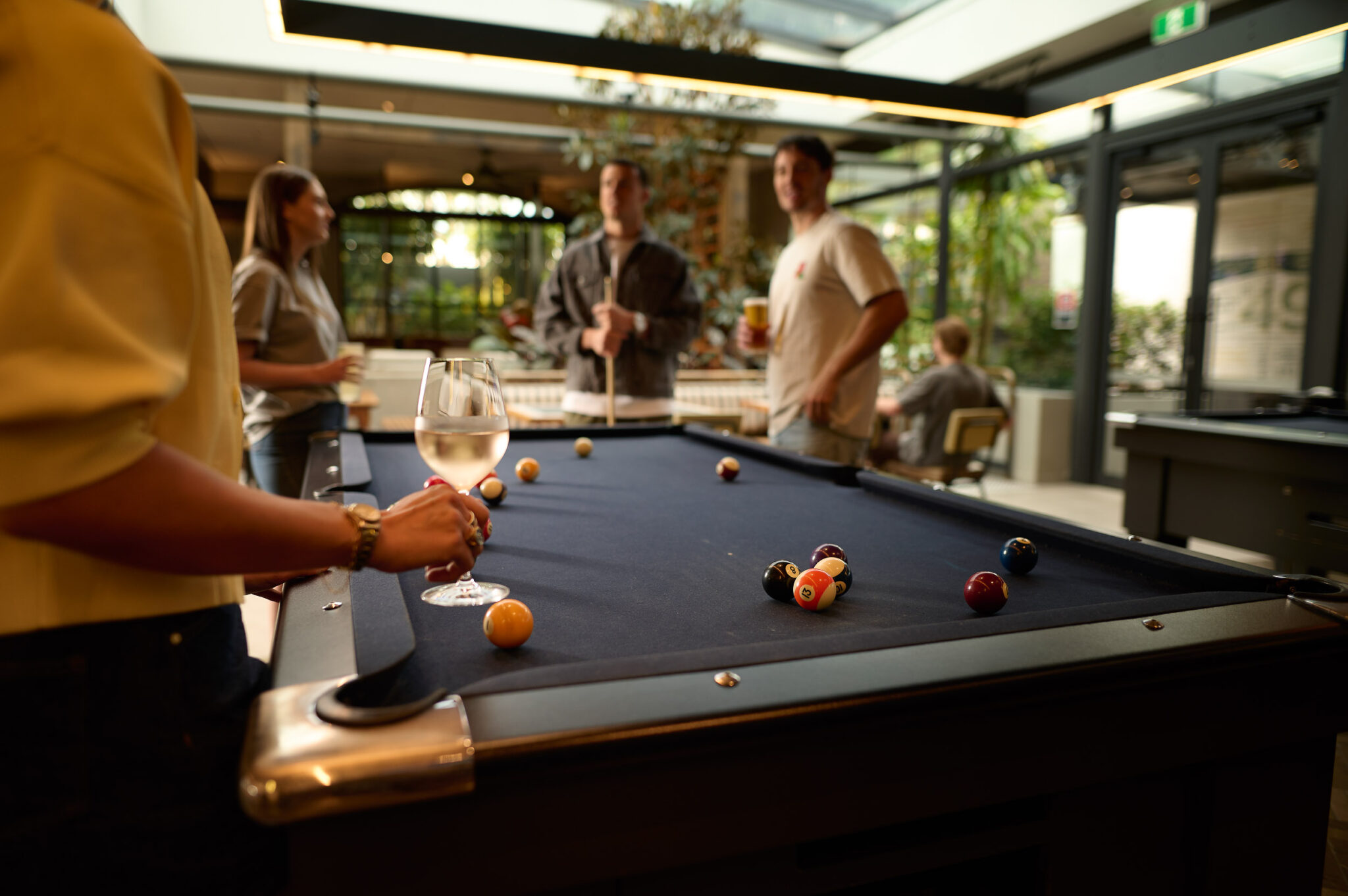 Playing pool at Battery House at DYRSL