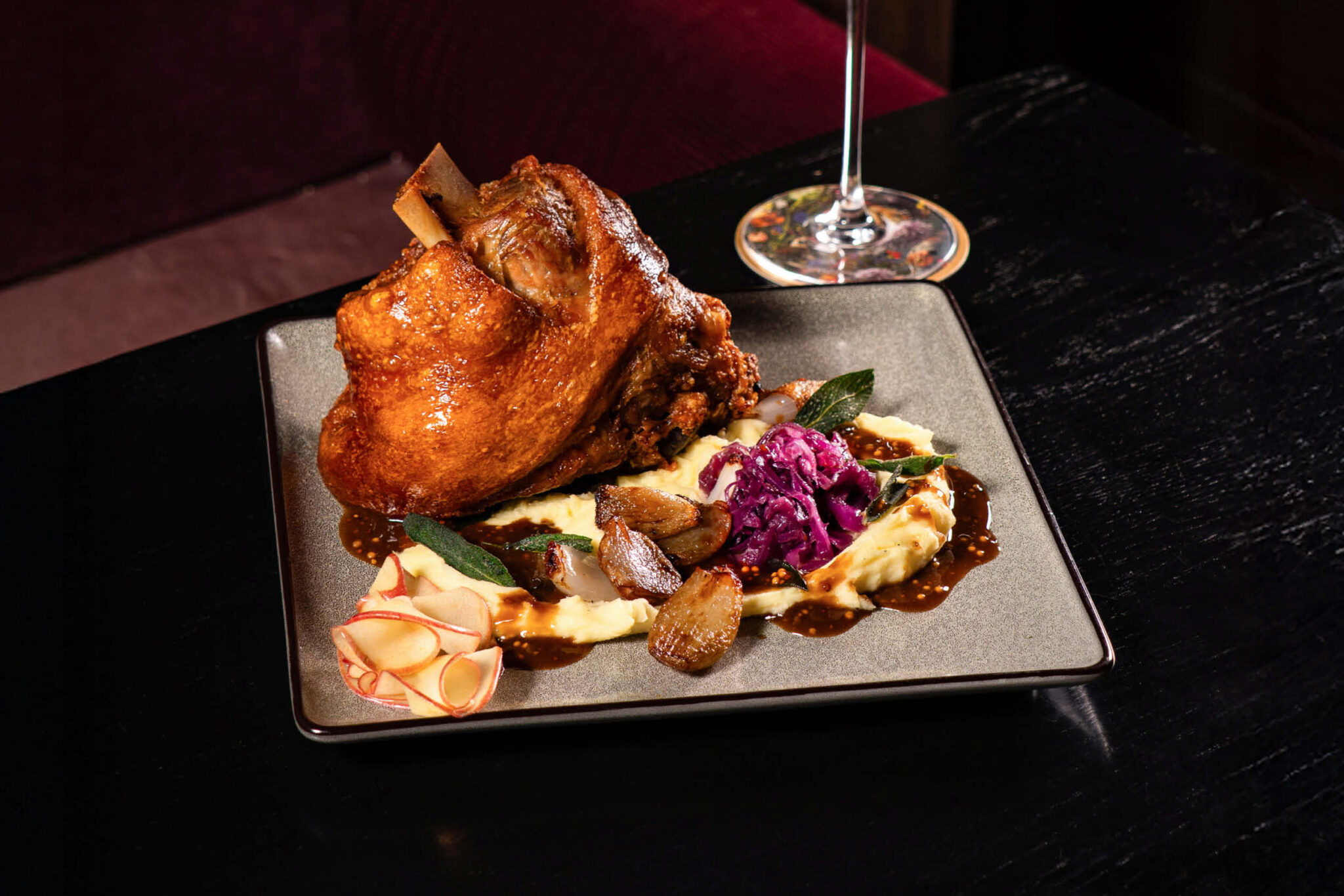 Crispy Beer-Roasted Pork Knuckle at Flame.